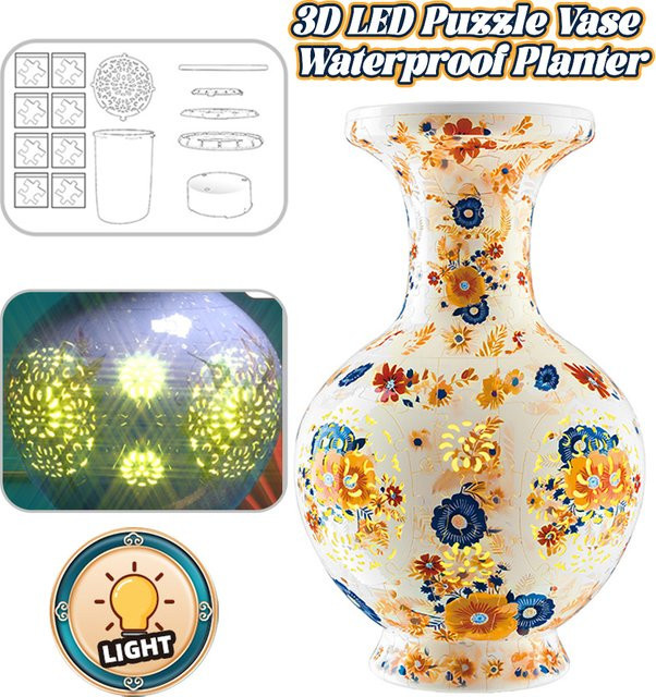 CONUSEA 3D Porzellan Puzzle Blumenvase mit floralem Design in Natur für Erwachsene - Bild 1