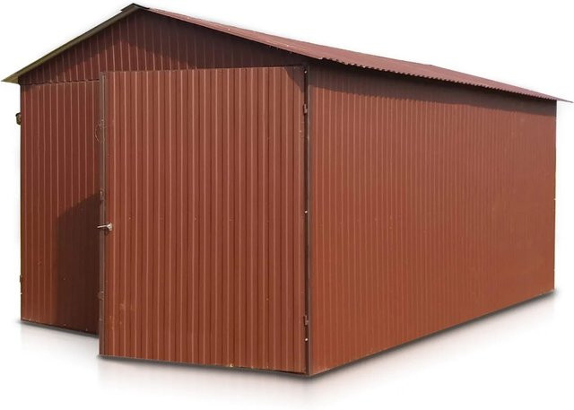 Liderstal Einzelgarage Premium aus Trapezprofilblech mit Satteldach und Doppelflügeltor in Dunkelbraun Glänzend B/T: 300 x 500 cm - Bild 1