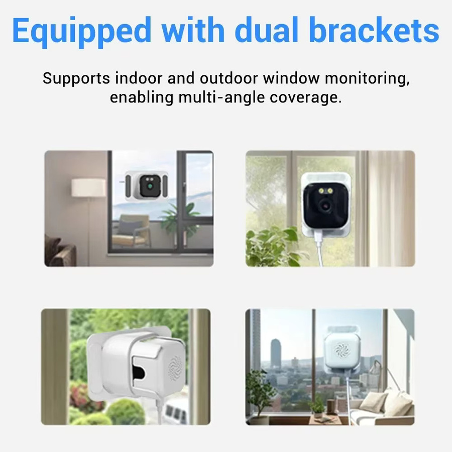Abay 5MP WiFi Fenster Kamera mit 5GHz, Indoor Sicherheitskamera mit Farb-Nachtsicht und Bewegungserkennung in Weiß - Bild 3