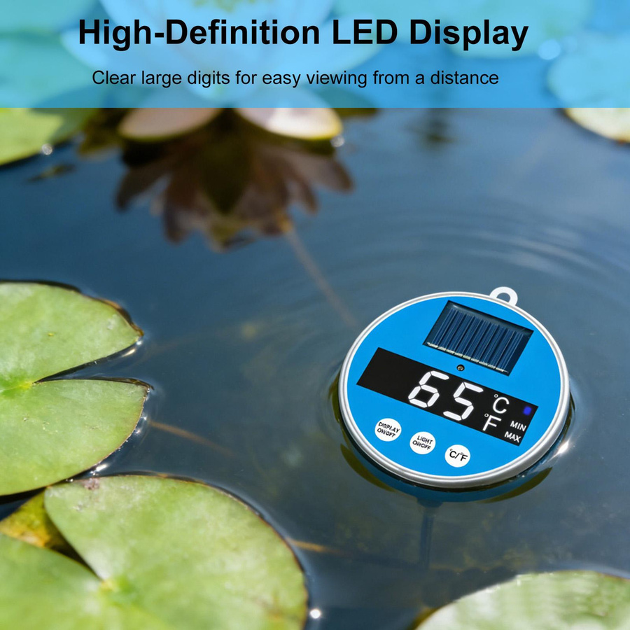 Solarbetriebenes digitales Poolthermometer mit LED-Farblicht und schwimmender Temperaturmessung - Bild 3
