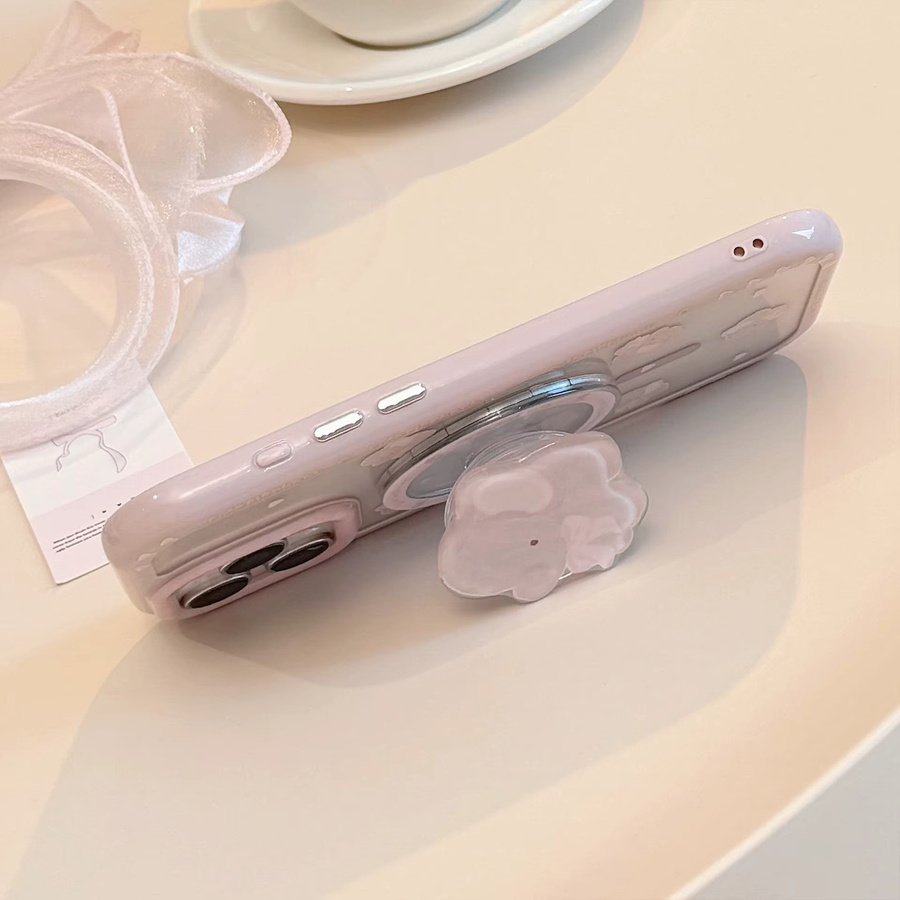 Magnetische Acryl-Handyhülle mit süßem Cartoon-Elefant für Apple iPhone 11 bis 16 Pro Max, stoßfeste Hartschale, transparent/pink - Bild 2