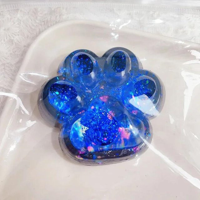 Süßes Squishy-Zappelspielzeug mit Pailletten und Katzenklaue, blau - Bild 1