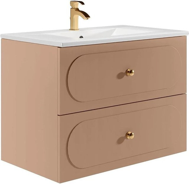 Vente-unique Einzelwaschtisch Satobal aus Keramik in Puderrosa, Breite: 80 cm, Tiefe: 60 cm, Höhe: 46 cm - Bild 1