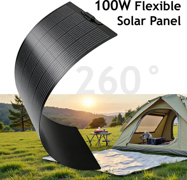 CHUBAN ETFE Flexibles Monokristallines Solarmodul-Set in Schwarz für 18V Batterieladegeräte und Camping - Bild 1