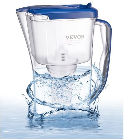 VEVOR Wasserfilter Kanne in Blau, 9 Tassen Wasserfilterkrug mit 5-stufigem Filtersystem, BPA-frei, reduziert Kalk, Blei, Chlor und Gerüche - Bild 1