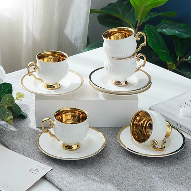 Exquisites Keramik-Teetassen-Set in Weiß mit 90 ml Fassungsvermögen im europäischen Stil - Bild 4