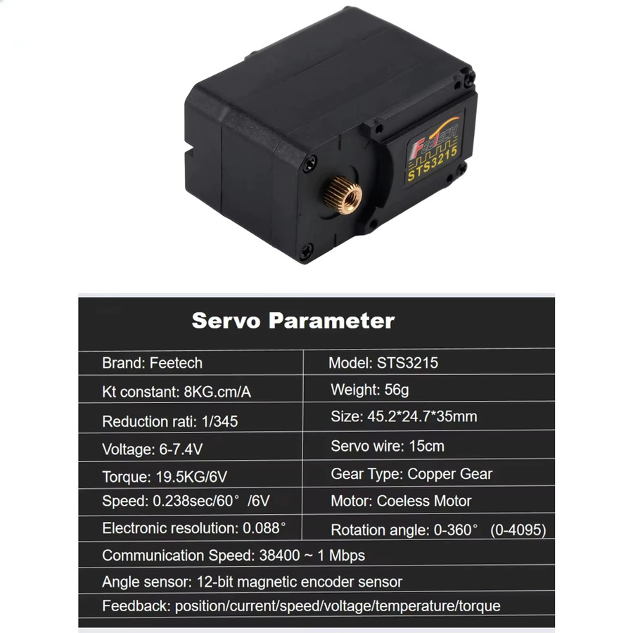 Feetech STS3215 Magnetischer Encoder-Servo, 360 Grad, Serieller Bus Smart TTL Servo - Bild 2