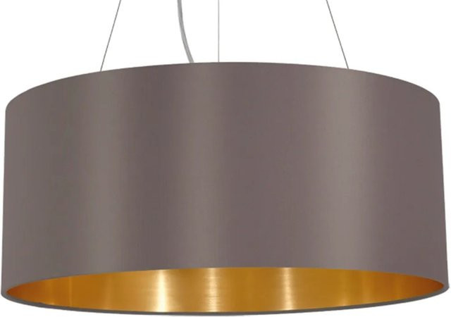 Eglo Pendelleuchte Maserlo 3-flammig in Cappuccino und Beige mit Stoffschirm - Bild 1
