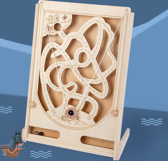 Tlewj Piraten Labyrinth Spiel Holzmurmeln Maschinenspiel - Bild 1