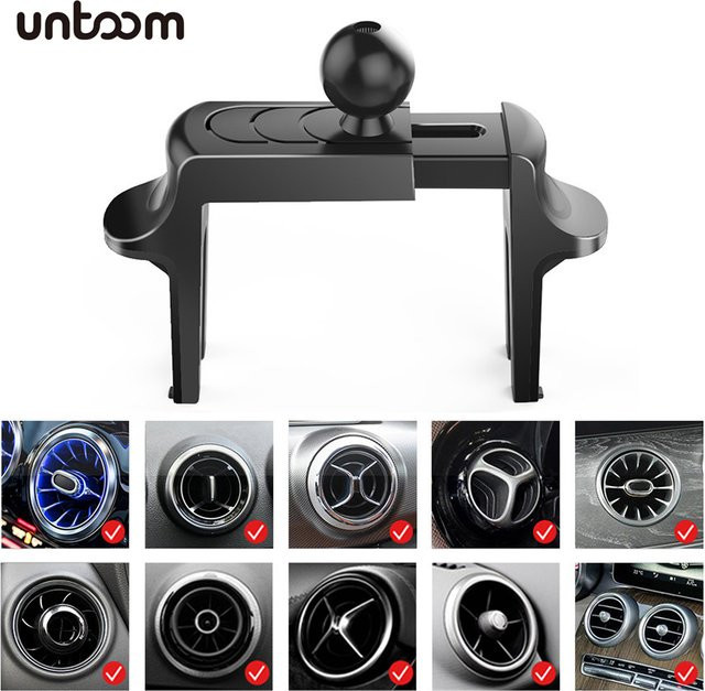 Untoom Universeller Auto-Handyhalter für runde Lüftungsschlitze mit 17mm Kugelkopf-Basis in Schwarz - Bild 1
