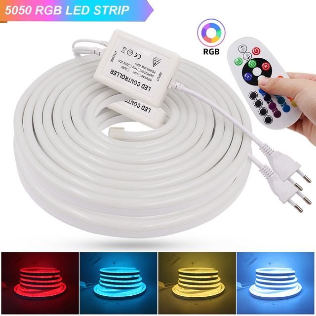 XUNATA RGB Neon LED Band Streifen mit Fernbedienung, Wasserdichtes Silikon Neon Seil, 220V SMD 5050 2835, Multicolour - Bild 1