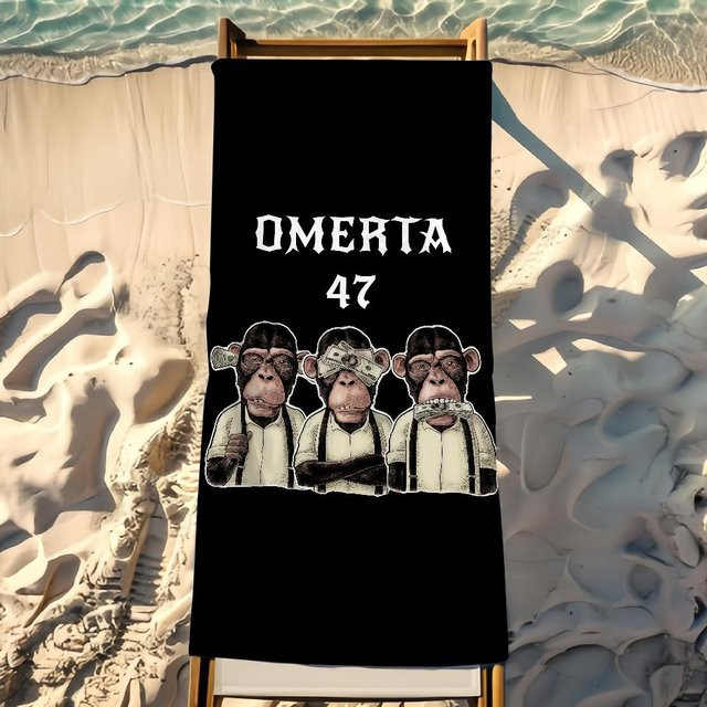O-Omerta Handtuch aus Mikrofaser für Strand und Camping, Schwarz, B/H: 40 x 70 cm - Bild 1