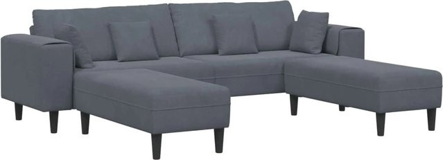 vidaXL Ecksofa aus Samt in Grau mit L-Form und passenden Kissen, B/T/H: 250 x 188 x 76 cm - Bild 1