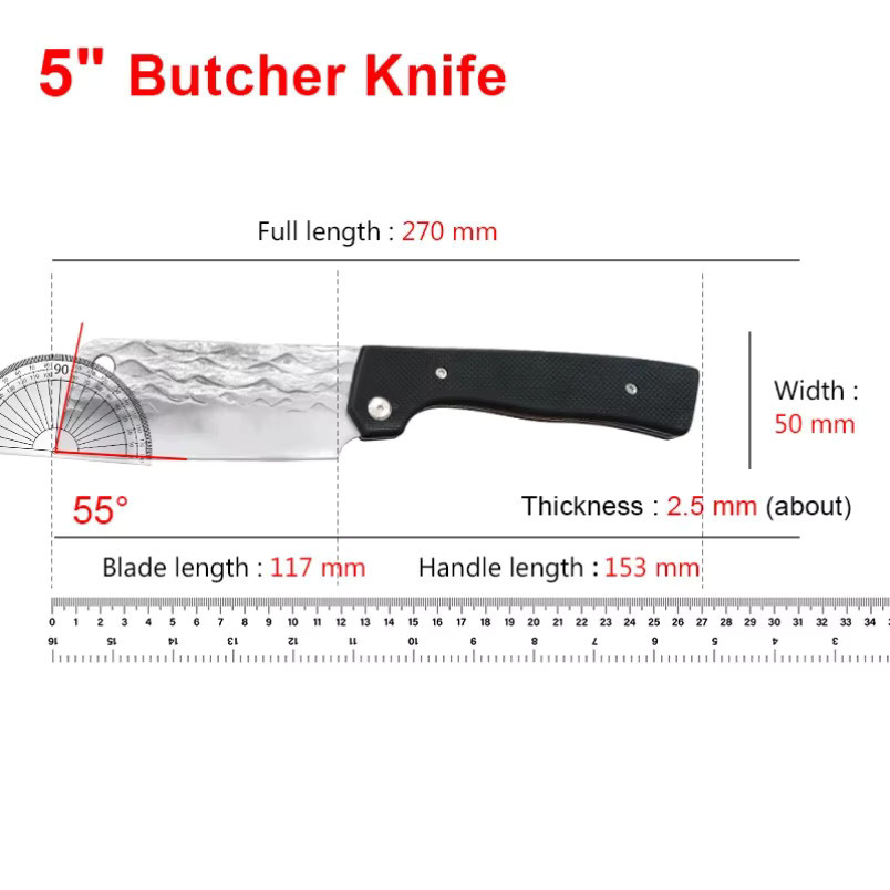 GuanQi Handgeschmiedetes Klappmesser aus Edelstahl mit G10 Griff für Fleisch, Obst und Fisch - Bild 6