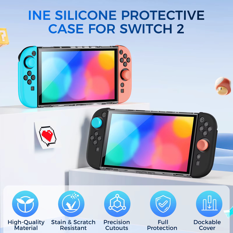 IINE Silikon-Schutzhülle für Nintendo Switch 2 in Orange und Blau - Bild 2