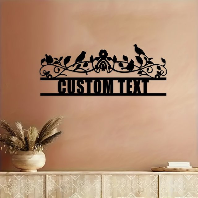 Personalisierte Wandkunst aus Metall von Hello Young mit Vogelmotiv in Schwarz im Vintage-Stil - Bild 1