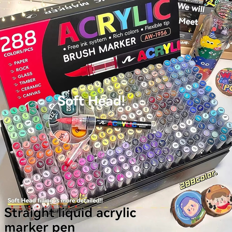 Acryl-Malstift-Set mit Pinselspitzen in Multicolour für Steinmalerei, Holz und Leinwand zum DIY Basteln - Bild 2