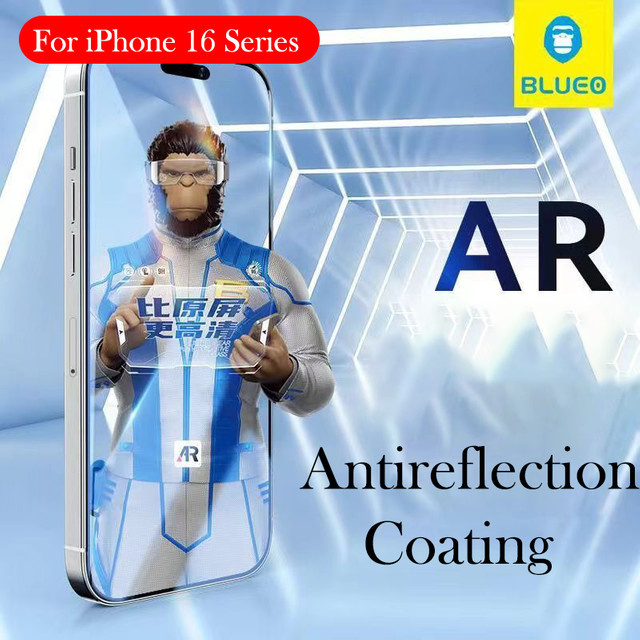 Blueo Displayschutzfolie aus gehärtetem Glas für iPhone 16 Pro Max und iPhone 16 Plus, transparent - Bild 1