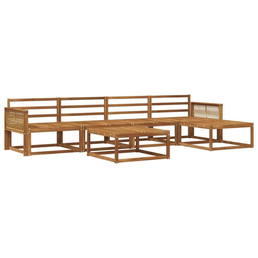 vidaXL Outdoor-Sofagarnitur aus Akazie Massivholz in Braun, 6-teiliges Set mit Polstern und Armlehnen, wetterfest und UV-beständig - Bild 2