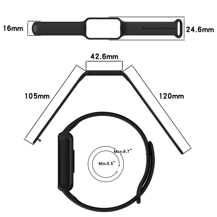 Huami Amazfit Band 7, Redmi Band 2, Uhrenarmband Silikon, Schwarz, Unisex - Bild 2