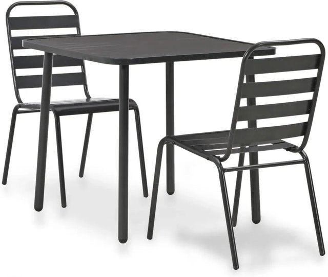 vidaXL 3-teiliges Bistro-Set aus lackiertem Stahl in Anthrazit für Garten, Terrasse oder Esszimmer - Bild 1