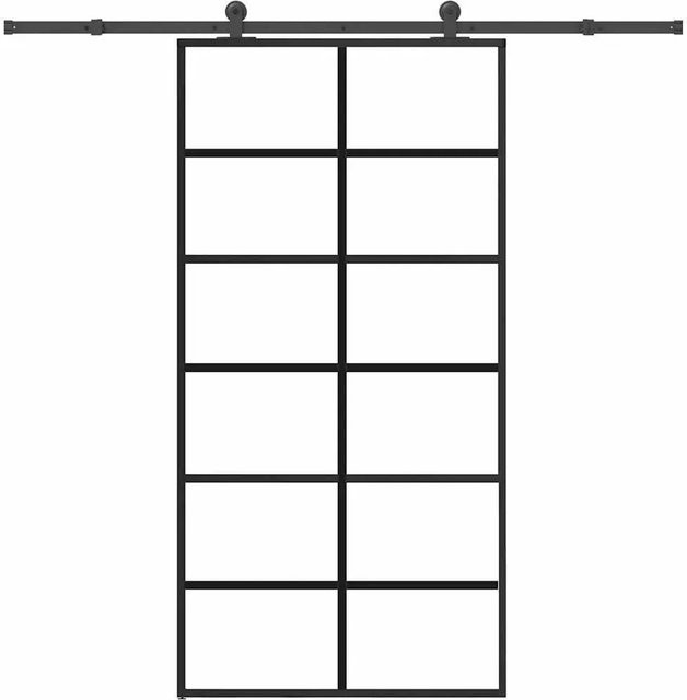 vidaXL Schiebetür mit Beschlag aus ESG-Glas und Aluminium in Schwarz und Transparent, B/H: 102 x 205 cm - Bild 1