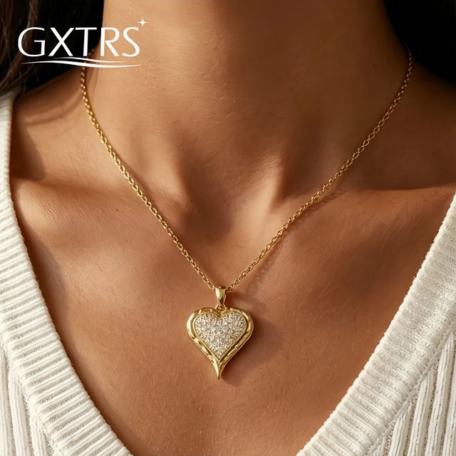 GXTRS Halskette, Moissanit, 925 Silber, Gold, Damen - Bild 1