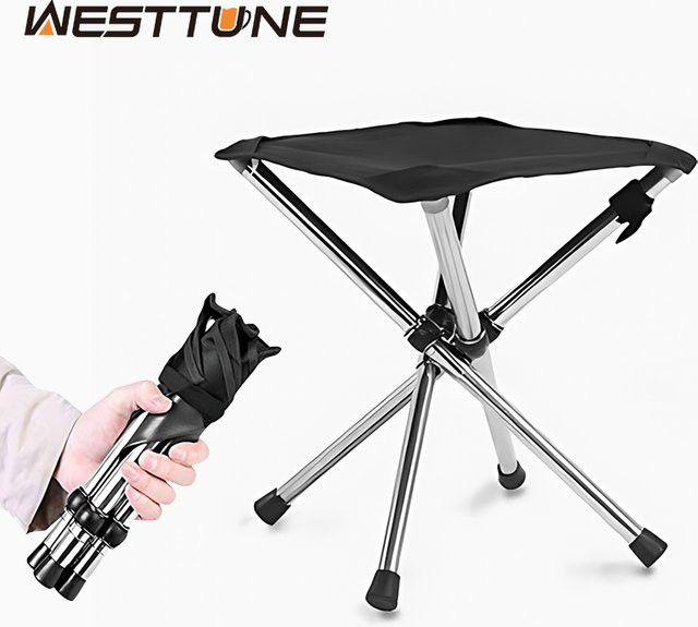 WESTTUNE Tragbarer Klapphocker aus Edelstahl in Schwarz - Bild 1