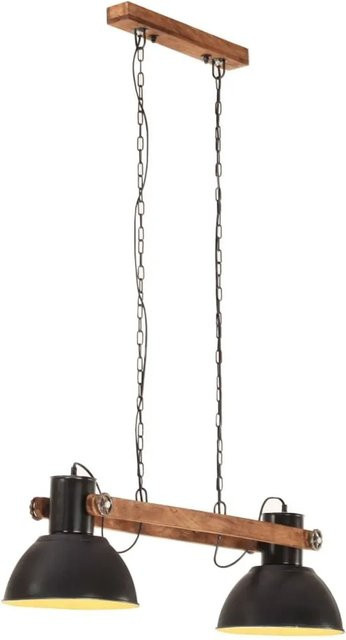 vidaXL Hängelampe im Industriestil aus Metall und Holz, Schwarz/Braun, E27, Höhe: 109 cm - Bild 1