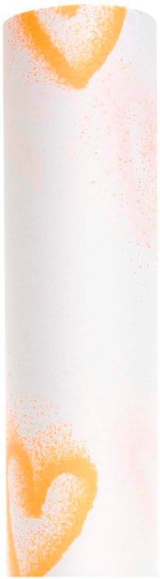 Rico Design Geschenkpapier Paper Poetry Spray Herzen in Neon Orange und Weiß, B: 70 cm, L: 200 cm, 70 g/m² - Bild 1