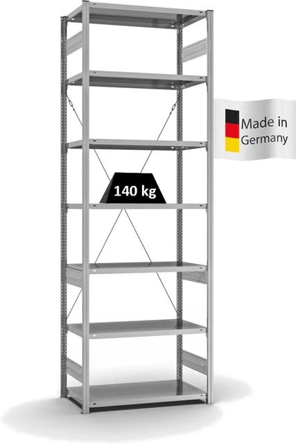 PROREGAL Fachbodenregal Stecksystem T-Profil Light-Duty, 7 Ebenen, verzinkt, H x B x T: 300 x 100 x 50 cm - Bild 1