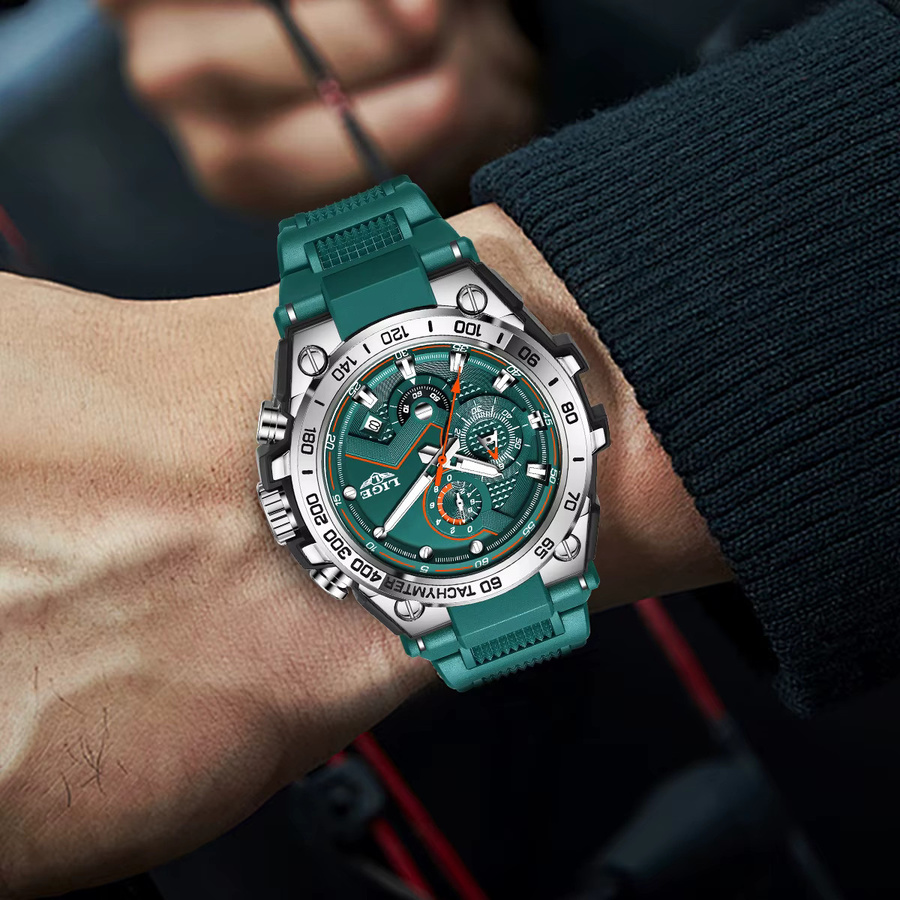 LIGE Armbanduhr Quarz, Silikon, Blau, Herren - Bild 5