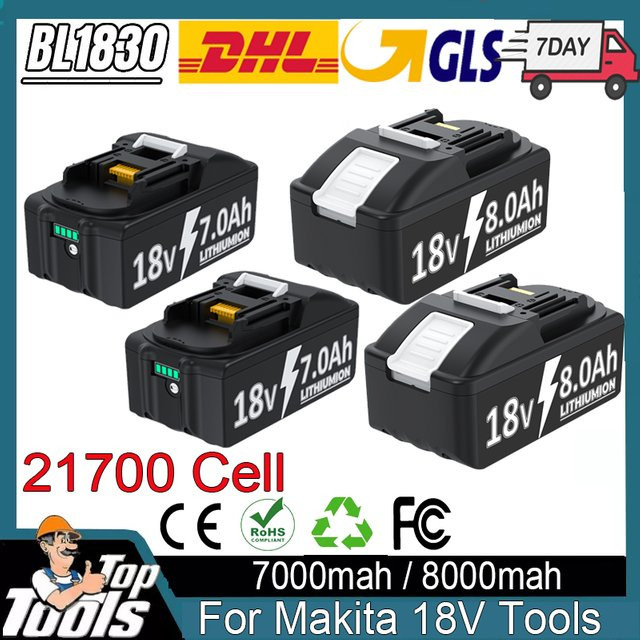 Lithium-Ionen-Akku für Makita 18V Werkzeuge, kompatibel mit BL1830, BL150B und BL1860B, 7Ah, Schwarz - Bild 1