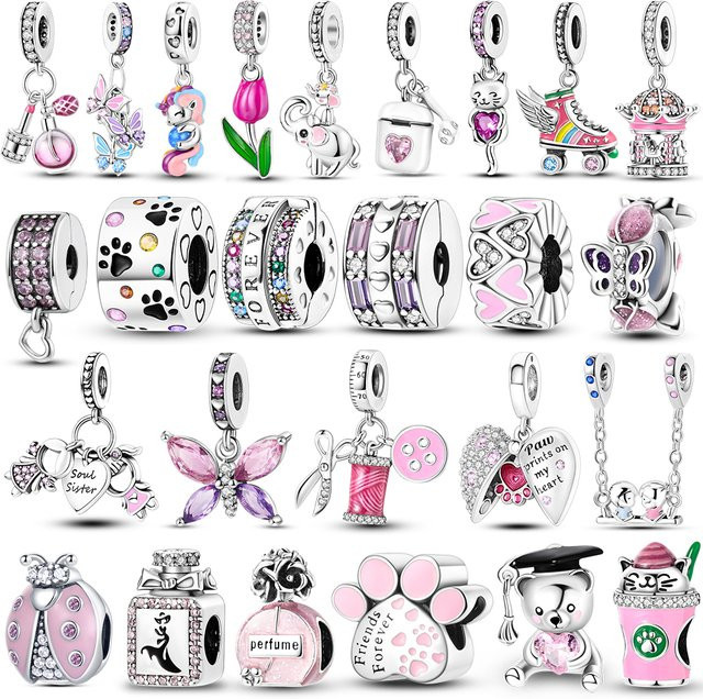 Rosa Charms Anhänger Schmetterling, Perle, Kristall, Silber, Damen - Bild 1