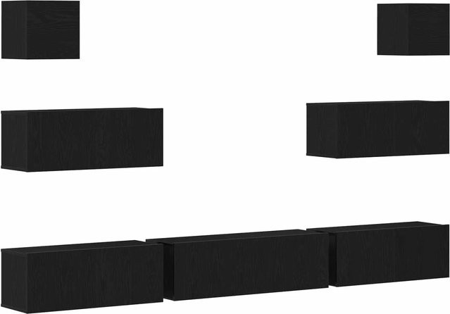 vidaXL TV-Schrankset 7-teilig modern in Schwarz und Eichen-Optik, B/T/H: 100 x 30 x 30 cm - Bild 1