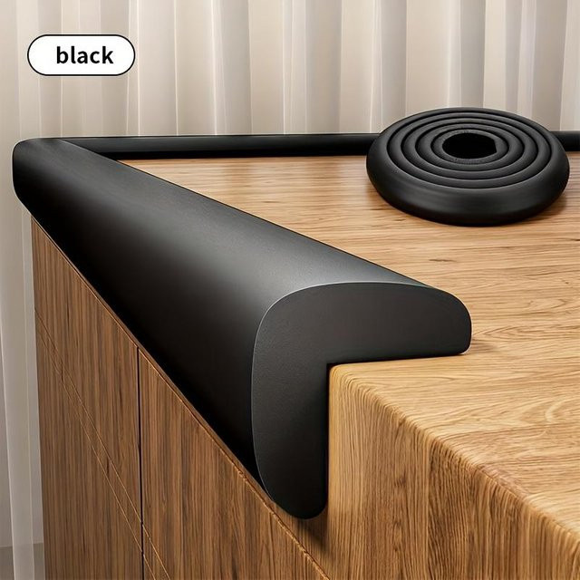 Mode Closet Baby-Sicherheits-Stoßleiste aus weichem Schaumstoff in Schwarz, 2 Meter L-förmiger Eckenschutz für Möbel und Tische - Bild 1