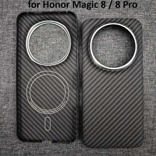 Magnetische Aramid-Carbonfaser Schutzhülle für Honor Magic 8 Pro in Schwarz - Bild 1