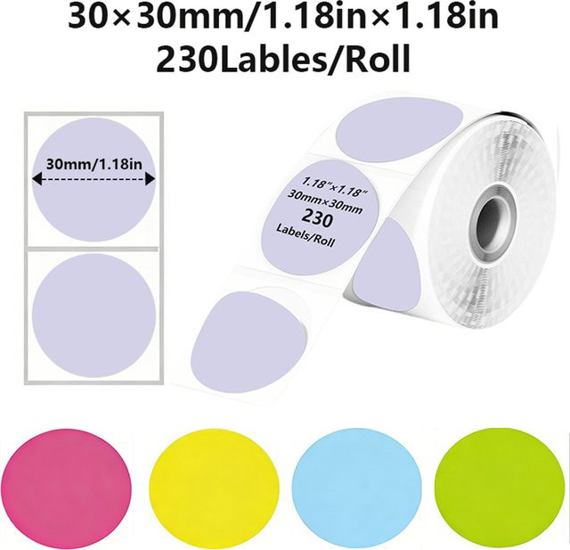 Selbstklebende Thermoetiketten aus Thermopapier in Pink, kompatibel mit Phomemo M110 M220 M200 E210 P50 DETONG P1 WP9520, Breite: 30 mm bis 50 mm - Bild 1