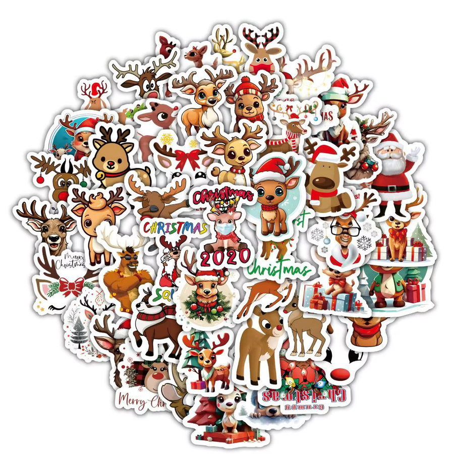 60 Stück Weihnachts-Rentier-Aufkleber in Multicolour von AufnahmeYourLife Store zur festlichen Dekoration - Bild 2