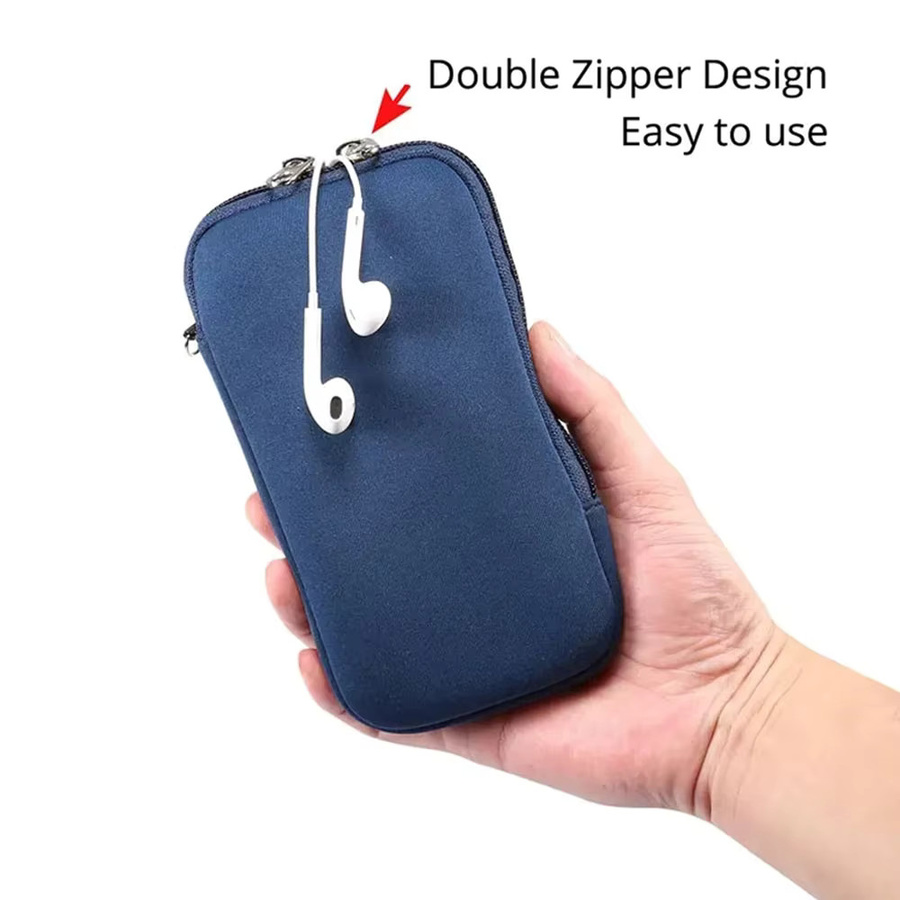 XhaoR Universelle Neopren-Handytasche in Rot für iPhone, Samsung und Xiaomi zur stoßfesten Aufbewahrung von Smartphone und USB-Datenkabel - Bild 2