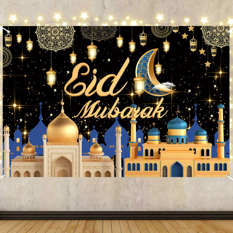 Islamische Ramadan und Eid Al Adha Dekoration mit Mond-Motiv, hängende Flagge in mehrfarbigem orientalischem Design - Bild 3