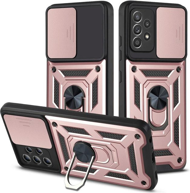 Magnetische Ringhülle mit Schiebe-Objektivschutz für Samsung Galaxy S24 S23 S22 S21 S20 Ultra Plus und FE in Weiß - Bild 1