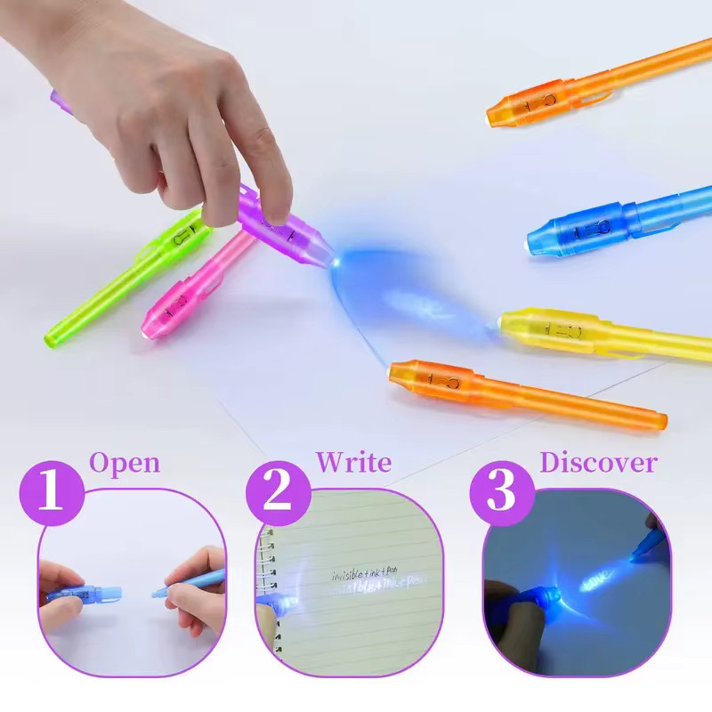 10er-Pack unsichtbare Tintenstifte in Multicolour mit UV-Licht für Kinder und Klassenzimmer - Bild 2