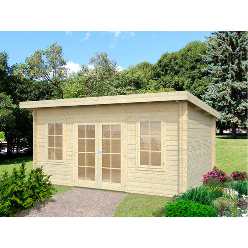 PALMAKO Blockbohlenhaus Lisa aus Fichtenholz in Braun mit Flachdach und Fußboden, B/H/T: 494 x 239 x 330 cm - Bild 2