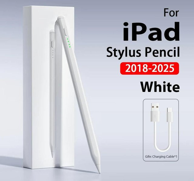 QUKAM Stylus für iPad Pencil, kompatibel mit iPad Air 6 M2, iPad Air 5, iPad Pro 11 und 12.9 sowie iPad 10. Generation, mit Handflächenerkennung, Weiß - Bild 1