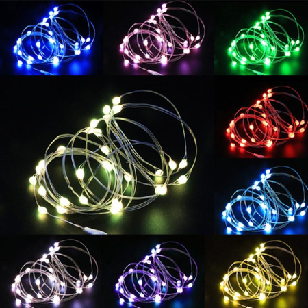 OuuZuu USB LED Lichterkette mit Kupfer- und Silberdraht in Violett für Weihnachten, Hochzeit und Party, wasserdicht für Innen- und Außenbereich