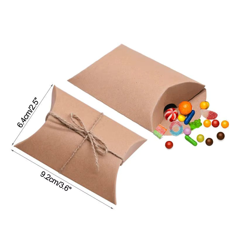 50 Stück Kissen-Geschenkboxen aus Kraftpapier in Braun für Hochzeiten, Geburtstage und Weihnachtsdekorationen - Bild 2