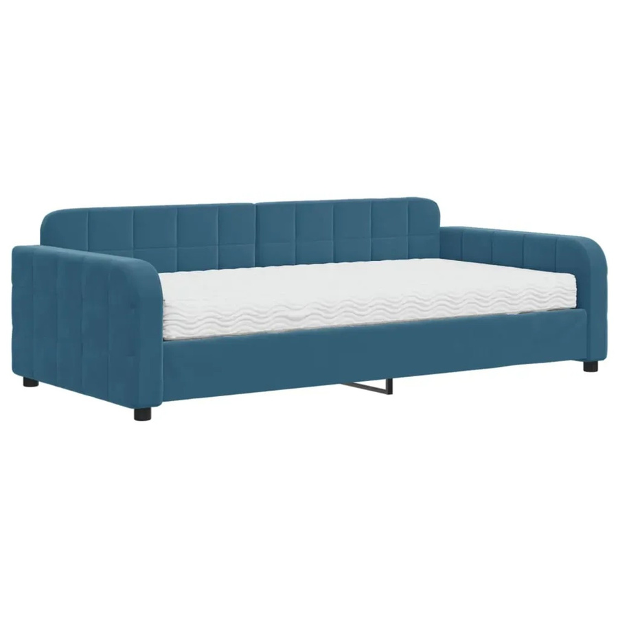 vidaXL Tagesbett mit Matratze in Blau aus Samt mit Armlehnen, B/T/H: 200 x 100 x 71 cm - Bild 2