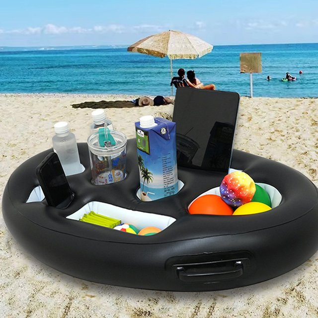 JOCESTYLE Aufblasbarer Getränkehalter aus PVC in Silber für Pool und Strand - Bild 1