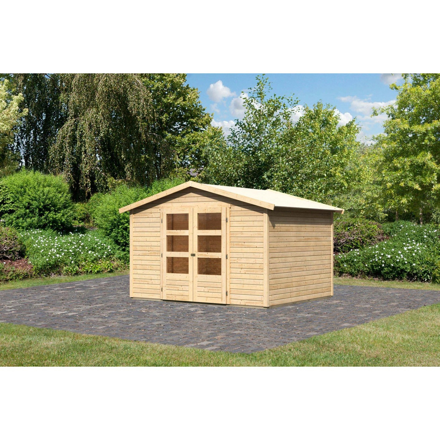 Karibu Holz-Gartenhaus Aesch in Natur mit Satteldach und modernem Design, B/T: 242 x 242 cm - Bild 2